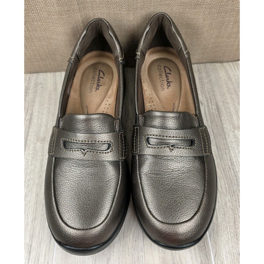 Clarks Collection Bronze Metallic Ellowyn‎ Penny Loafers Women's Size 8M Office